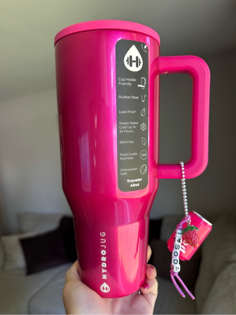 Brand New Hydrojug x Poppi 40oz Tumbler Pink Chrome